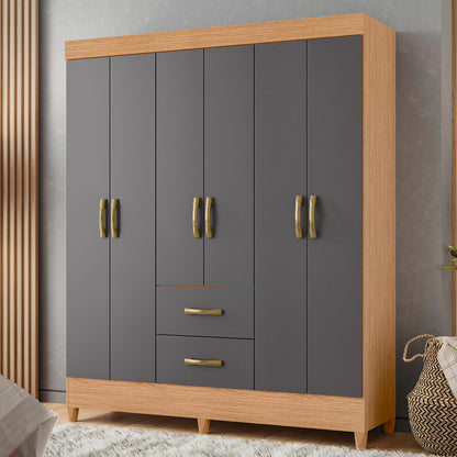 Guarda-Roupa Mobi 6 Portas em MDP com Corrediças Telescópicas