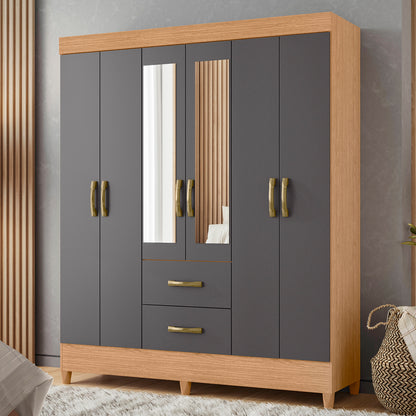 Guarda-Roupa Mobi 6 Portas em MDP com Corrediças Telescópicas