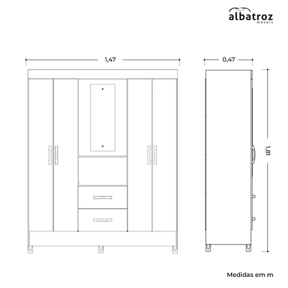 Guarda-Roupa Mobi Capelinha 4 Portas em MDP