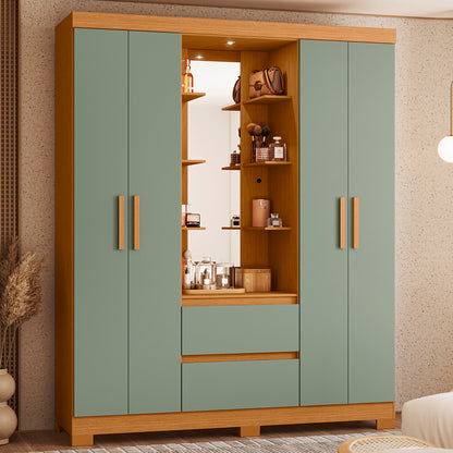 Guarda-Roupa Olímpia 4 Portas em MDP com Espelho e Iluminação LED