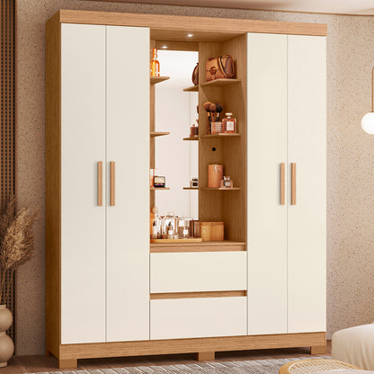 Guarda-Roupa Olímpia 4 Portas em MDP com Espelho e Iluminação LED