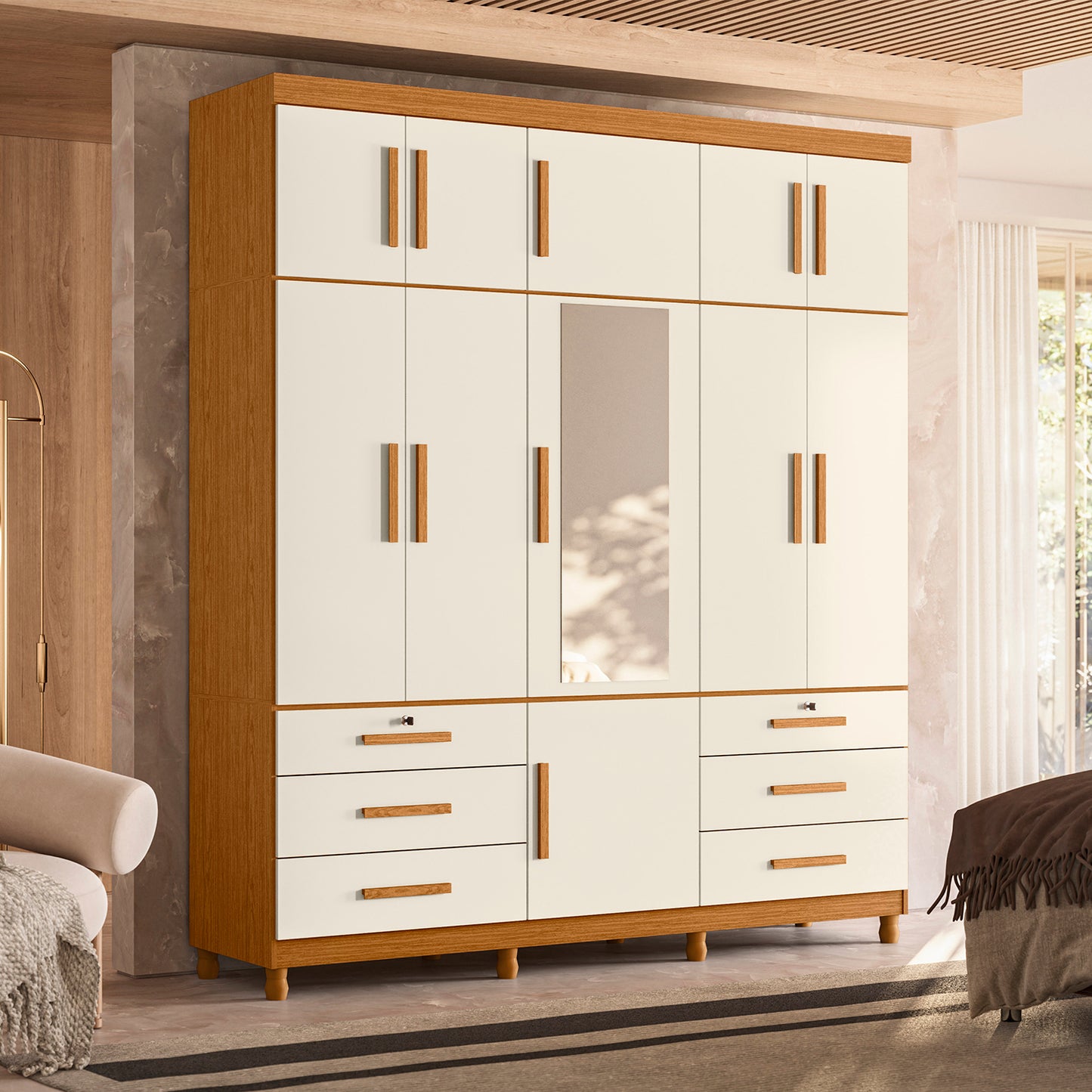 Guarda-Roupa Triton Plus 6 Portas em MDP com Corrediças Telescópicas