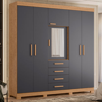 Guarda-Roupa Virtus 6 Portas em MDP com Corrediças Telescópicas e Pintura UV