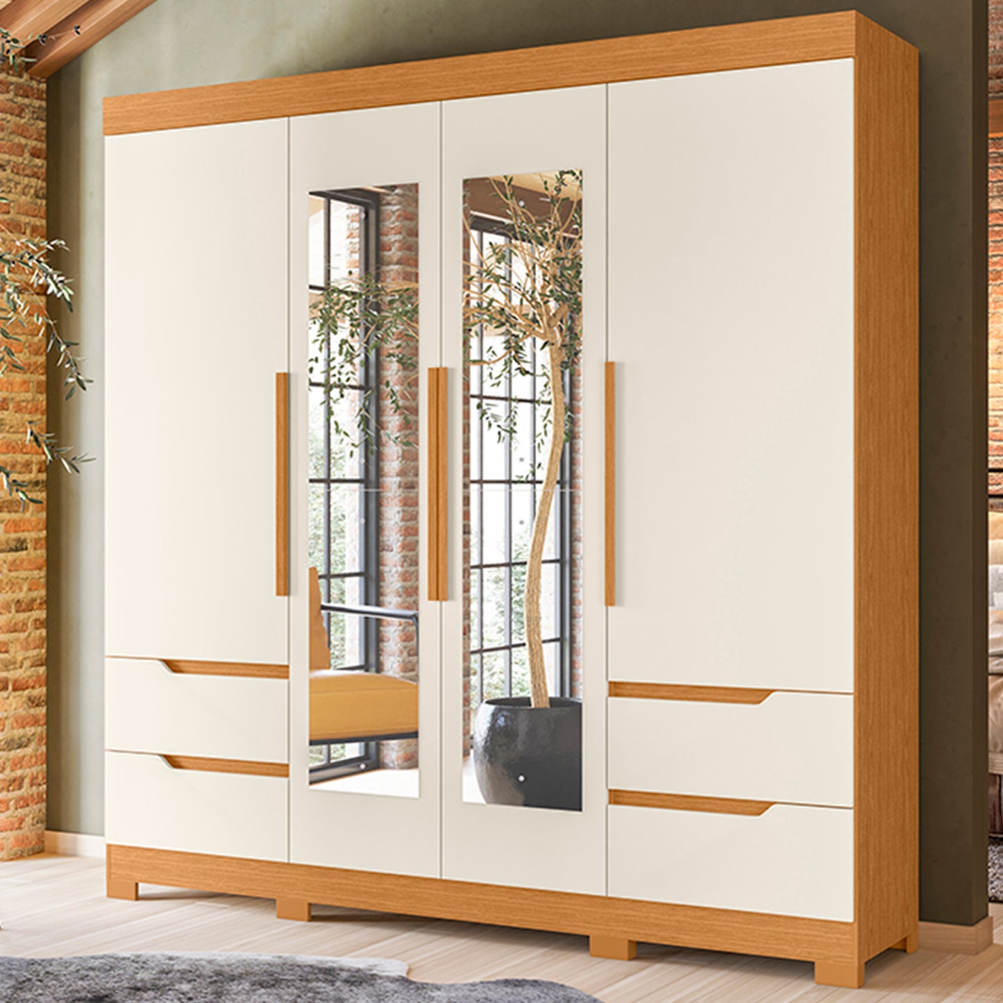 Guarda-Roupa Vivacce 4 e 4 Gavetas Portas em MDP