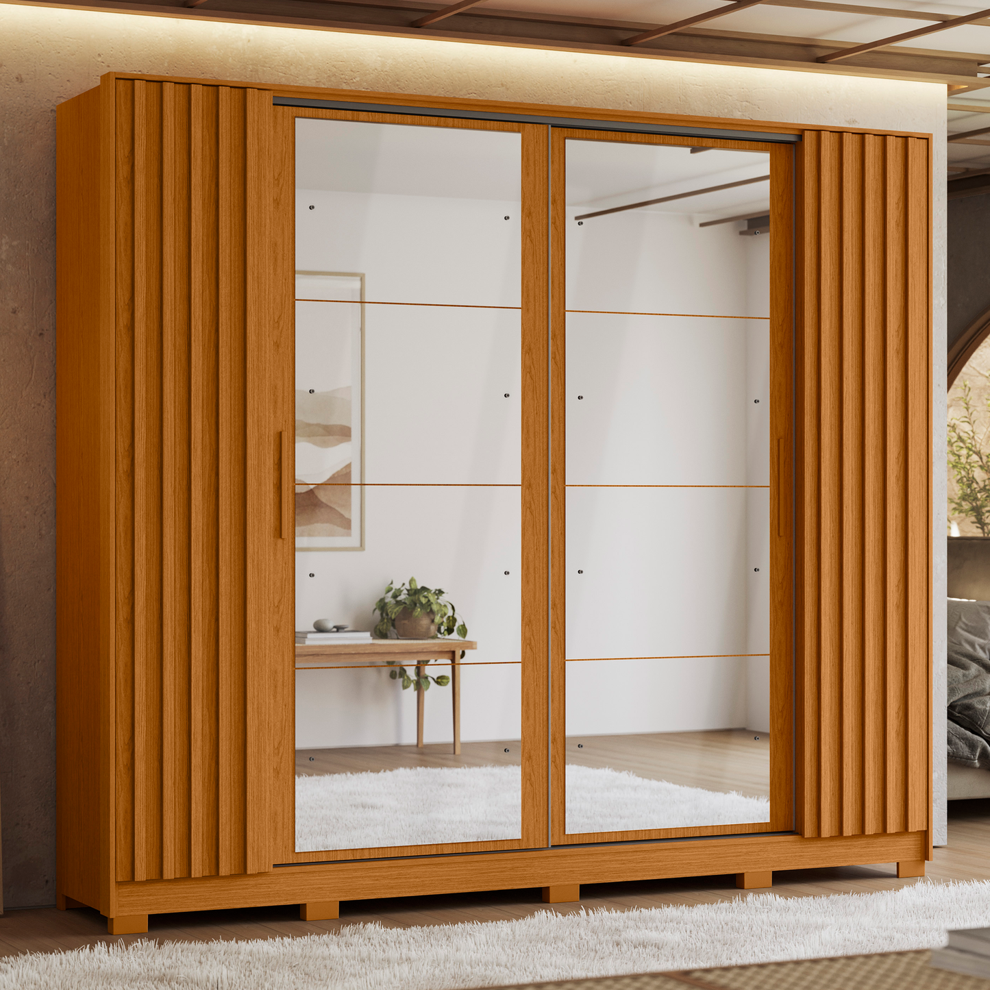 Guarda-Roupa Roupeiro Jacarandá 4 Portas MDF