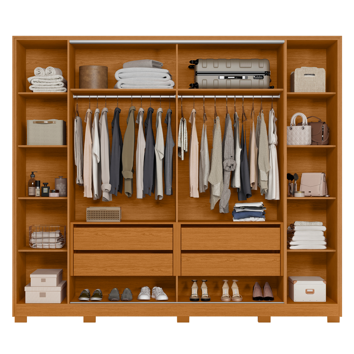 Guarda-Roupa Roupeiro Jacarandá 4 Portas MDF