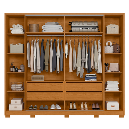 Guarda-Roupa Roupeiro Jacarandá 4 Portas MDF