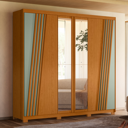 Guarda-Roupa Ouro Verde 4 Portas em MDP com Corrediças Telescópicas