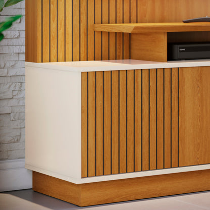 Home Theater Ares com Porta Deslizante e Painel Ripado