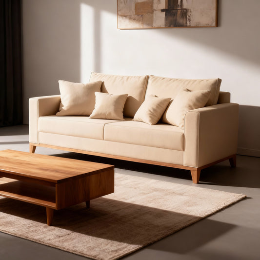 Sofá 2 Lugares Beny com Base e Pés de Madeira