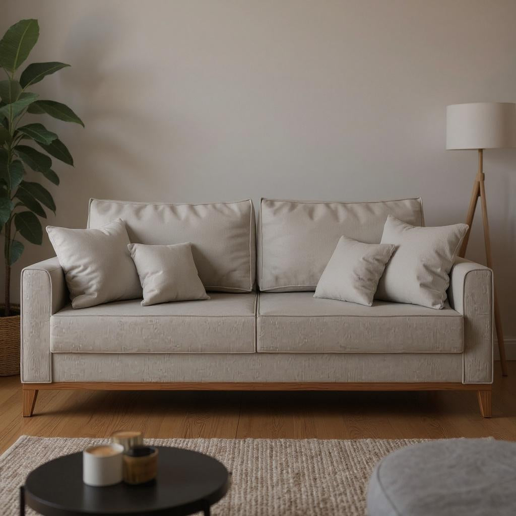 Sofá 3 Lugares Beny com Base e Pés de Madeira