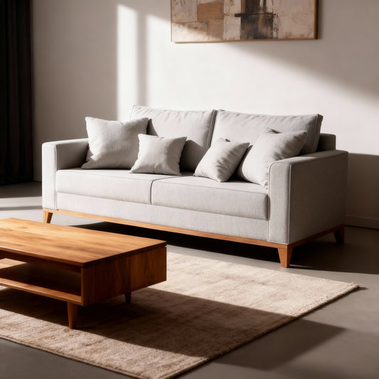 Sofá 2 Lugares Beny com Base e Pés de Madeira