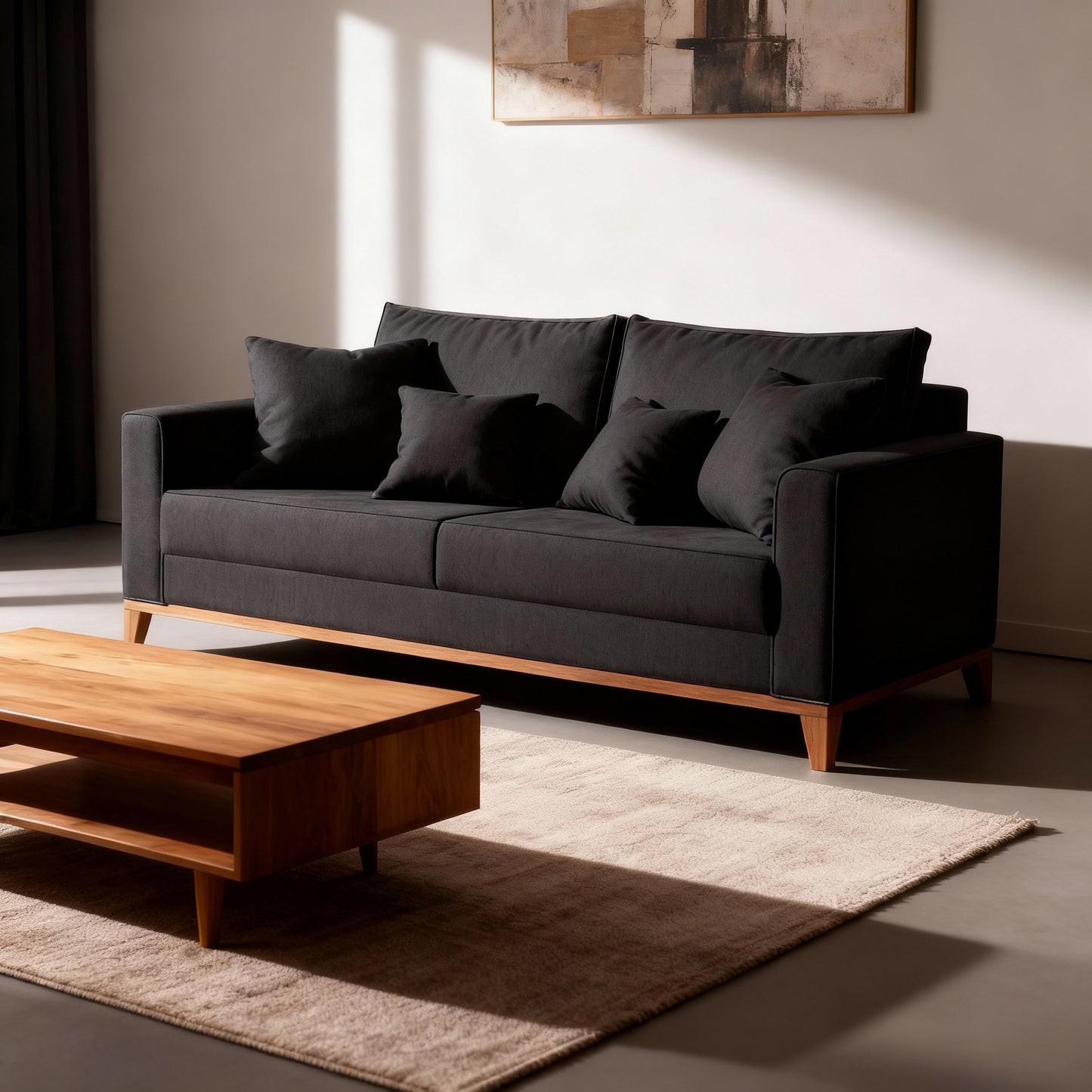 Sofá 2 Lugares Beny com Base e Pés de Madeira