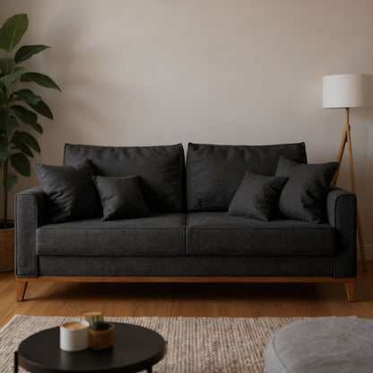 Sofá 3 Lugares Beny com Base e Pés de Madeira