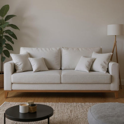 Sofá 3 Lugares Beny com Base e Pés de Madeira