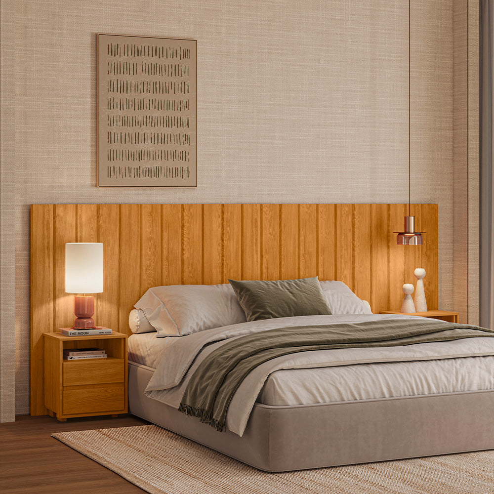 Cabeceira Extensível Frida 100% MDF com Mesas Laterais