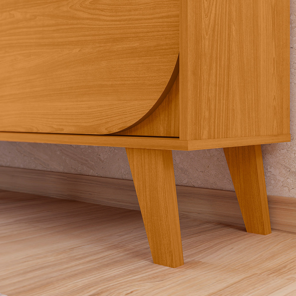 Combo Home Rack e Painel com Portas Deslizantes e Design Curvo