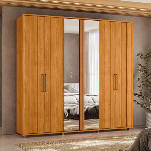 Guarda-roupa Miró MDF Ripado 6 Portas e 4 Gavetas