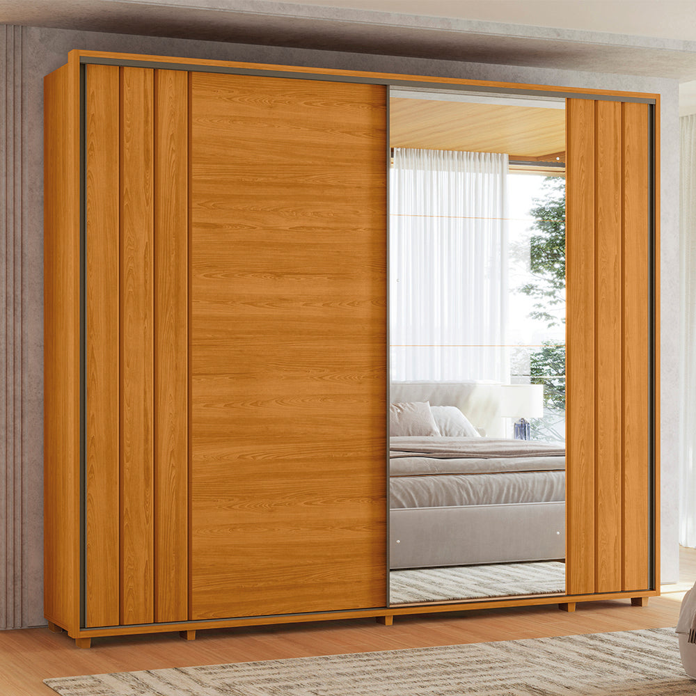 Guarda-roupa Dalí com Escada MDF Ripado 2 Portas e 8 Gavetas