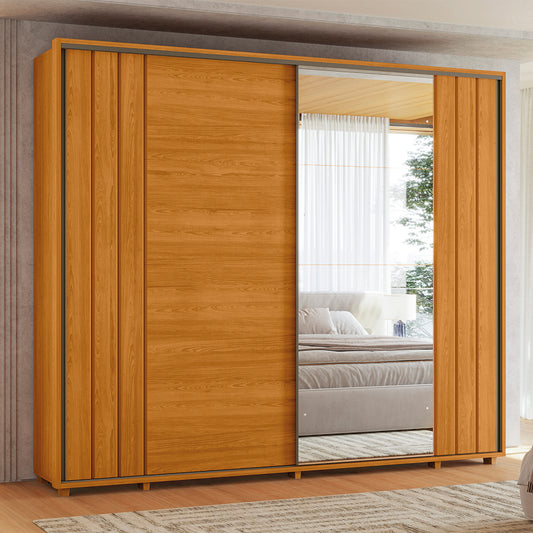 Guarda-roupa Dalí com Escada MDF Ripado 2 Portas e 8 Gavetas