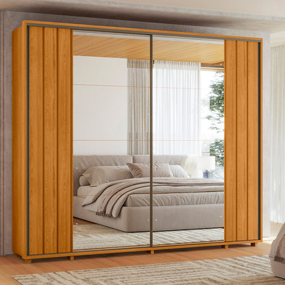 Guarda-roupa Dalí com Escada MDF Ripado 2 Portas e 8 Gavetas