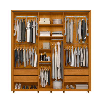 Guarda-roupa Monet MDF Ripado 2 Portas de Correr e 4 Gavetas