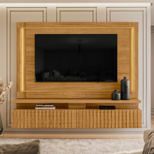 Painel Home Suspenso Gaia para TV Design Ripadas e Iluminação LED