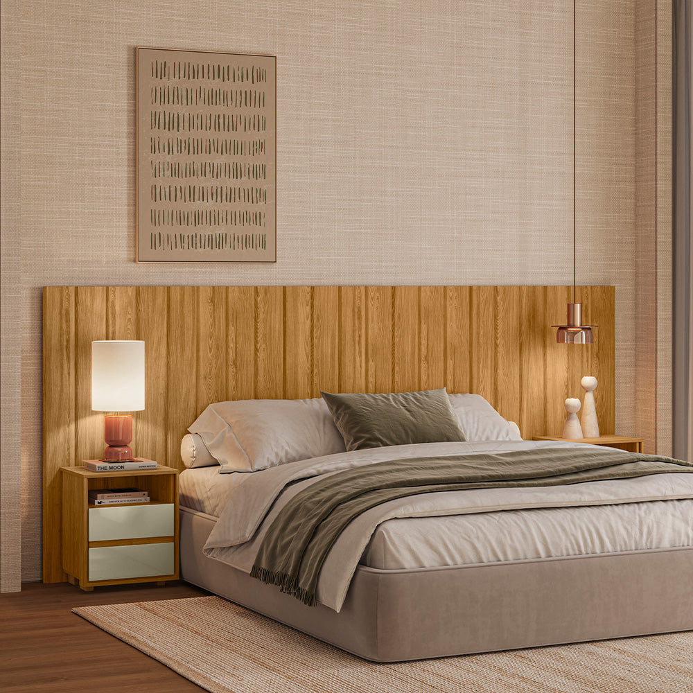 Cabeceira Extensível Frida 100% MDF com Mesas Laterais