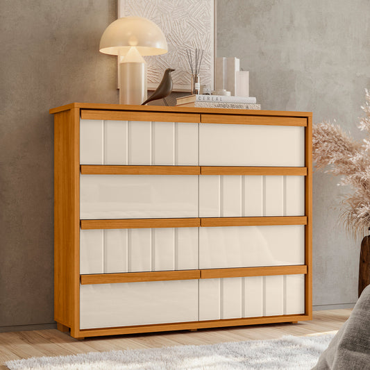 Cômoda Tarsila 100% MDF Ripado 8 Gavetas