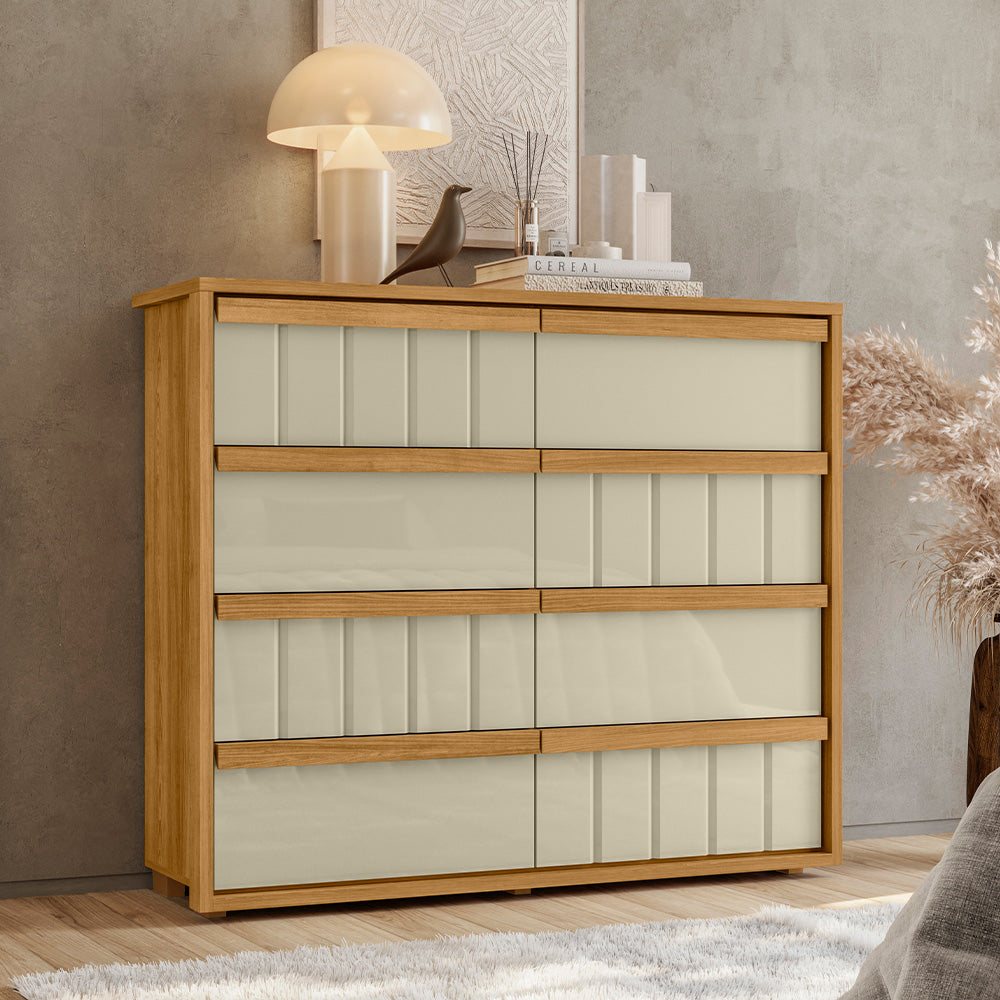 Cômoda Tarsila 100% MDF Ripado 8 Gavetas