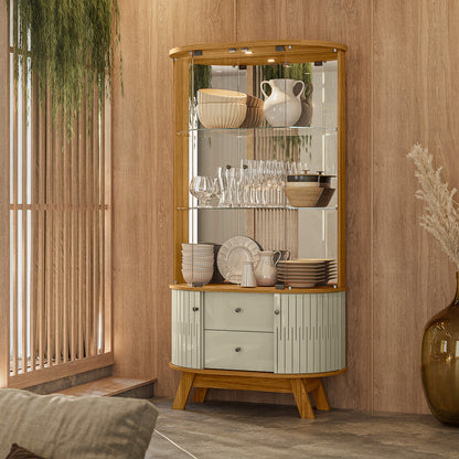 Cristaleira Moss com Portas de Vidro Curvo e LED