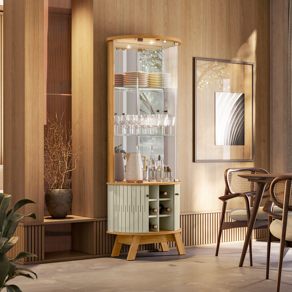 Cristaleira Marina com Portas de Vidro e Iluminação em LED