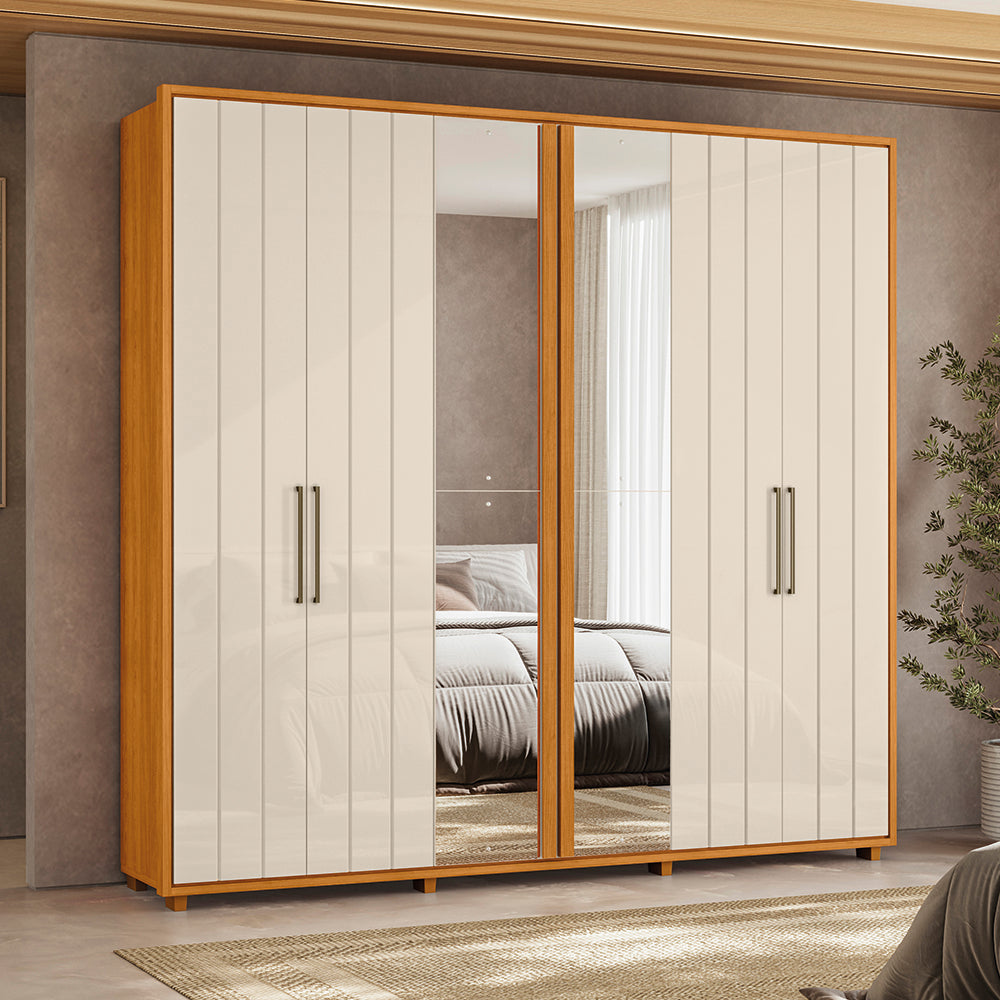 Guarda-roupa Miró MDF Ripado 6 Portas e 4 Gavetas