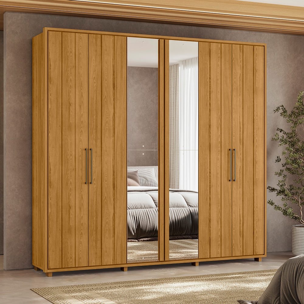 Guarda-roupa Miró MDF Ripado 6 Portas e 4 Gavetas