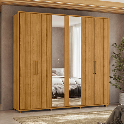 Guarda-roupa Miró MDF Ripado 6 Portas e 4 Gavetas