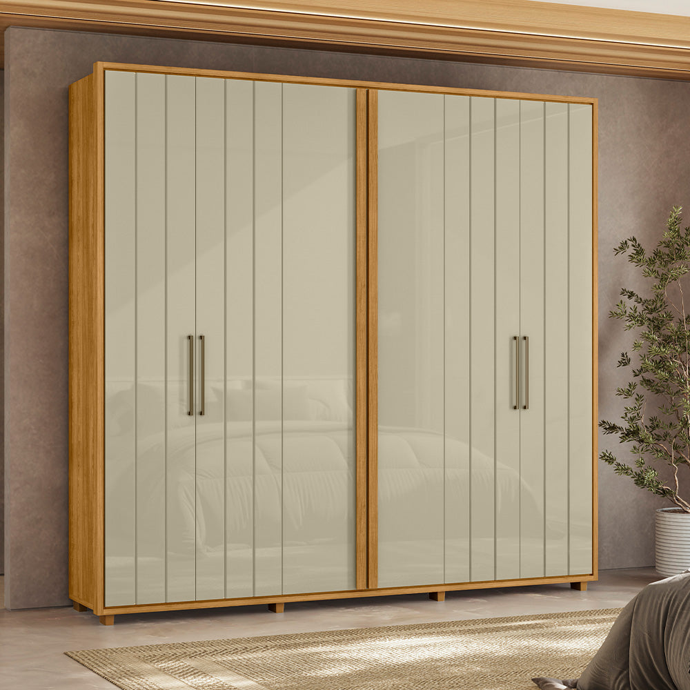 Guarda-roupa Miró MDF Ripado 6 Portas e 4 Gavetas