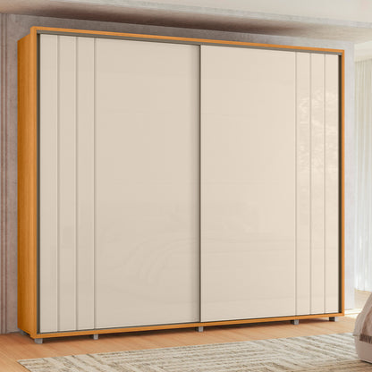 Guarda-roupa Dalí com Escada MDF Ripado 2 Portas e 8 Gavetas