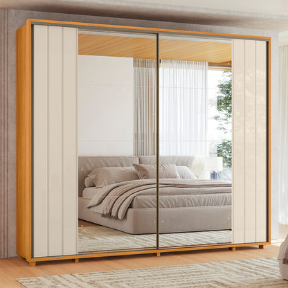 Guarda-roupa Dalí com Escada MDF Ripado 2 Portas e 8 Gavetas