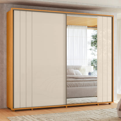 Guarda-roupa Dalí com Escada MDF Ripado 2 Portas e 8 Gavetas