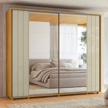 Guarda-roupa Dalí com Escada MDF Ripado 2 Portas e 8 Gavetas
