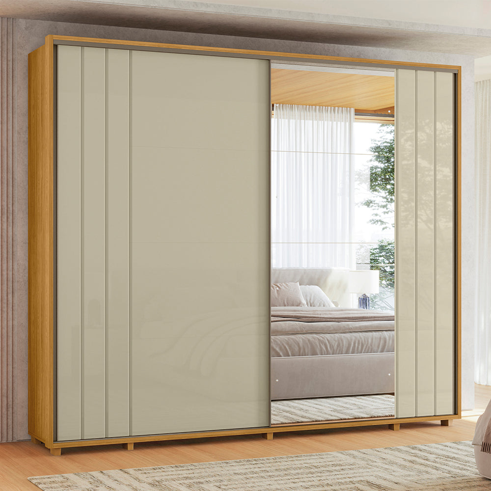 Guarda-roupa Dalí com Escada MDF Ripado 2 Portas e 8 Gavetas