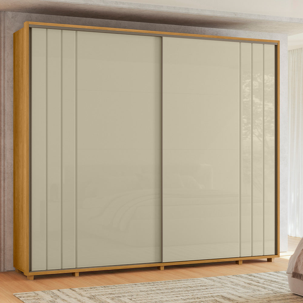 Guarda-roupa Dalí com Escada MDF Ripado 2 Portas e 8 Gavetas