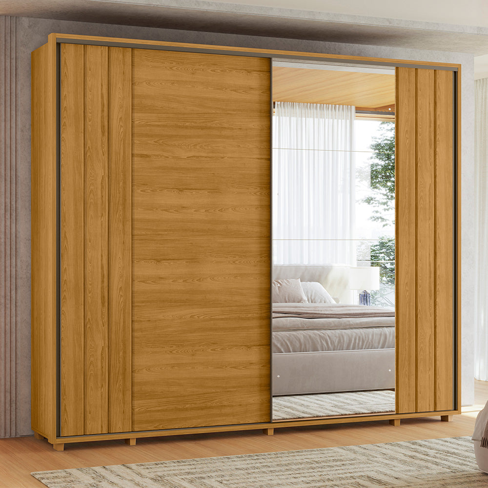 Guarda-roupa Dalí com Escada MDF Ripado 2 Portas e 8 Gavetas