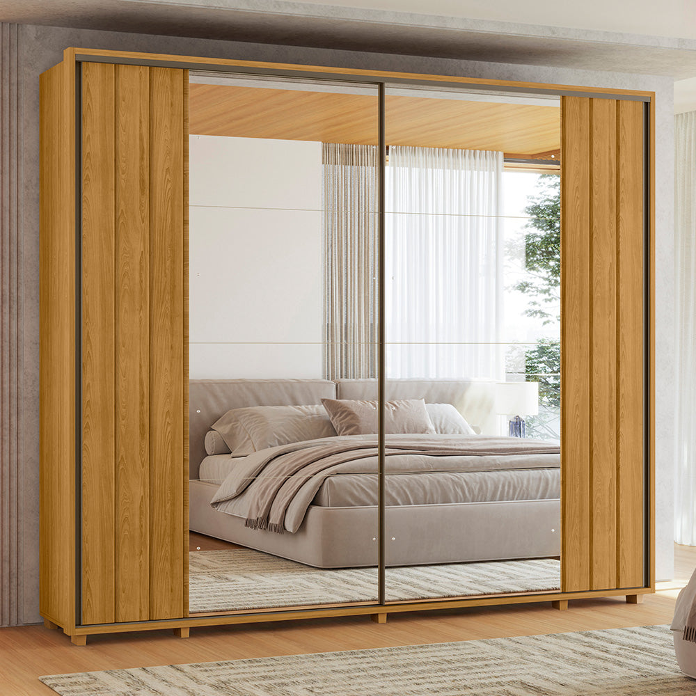 Guarda-roupa Dalí com Escada MDF Ripado 2 Portas e 8 Gavetas