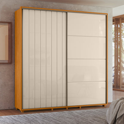 Guarda-roupa Monet MDF Ripado 2 Portas de Correr e 4 Gavetas