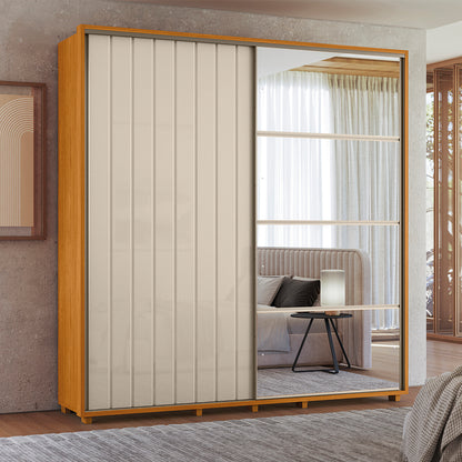 Guarda-roupa Monet MDF Ripado 2 Portas de Correr e 4 Gavetas