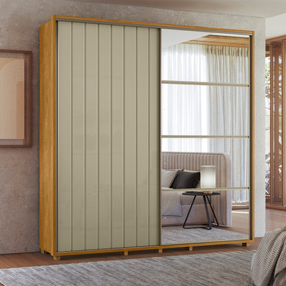 Guarda-roupa Monet MDF Ripado 2 Portas de Correr e 4 Gavetas