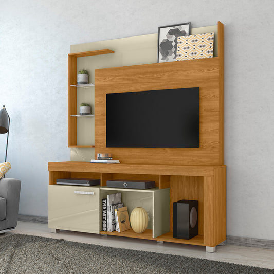 Home Theater Ícaro Porta Deslizante e Prateleiras em Vidro