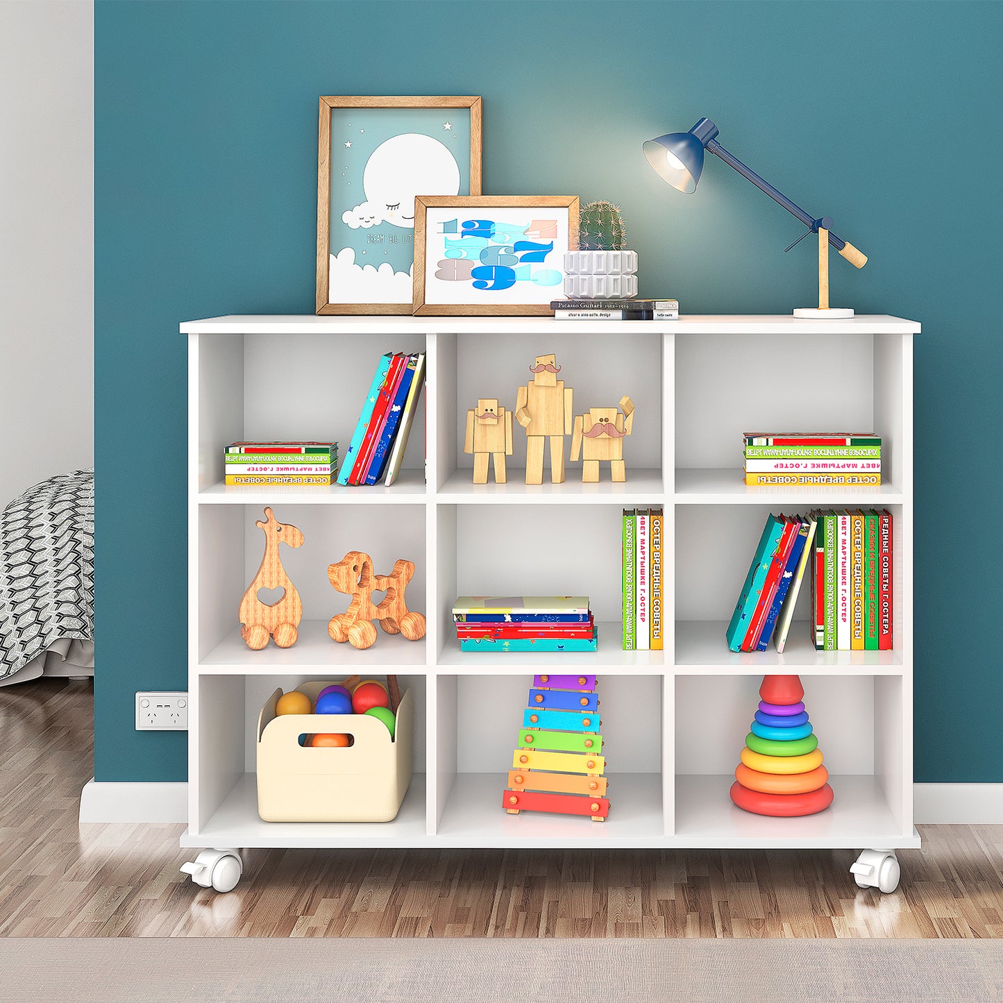 Nicho Organizador com 9 Compartimentos Pés Retrô ou Rodízios