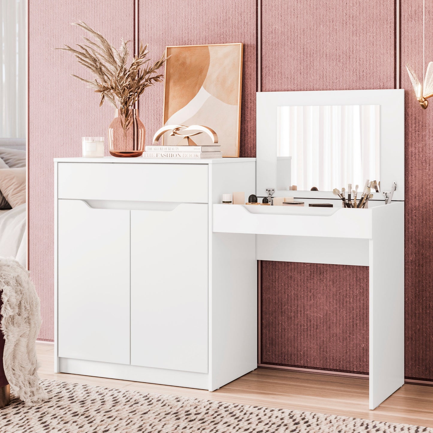 Penteadeira Escrivaninha Trend com Espelho e Gavetas MDP